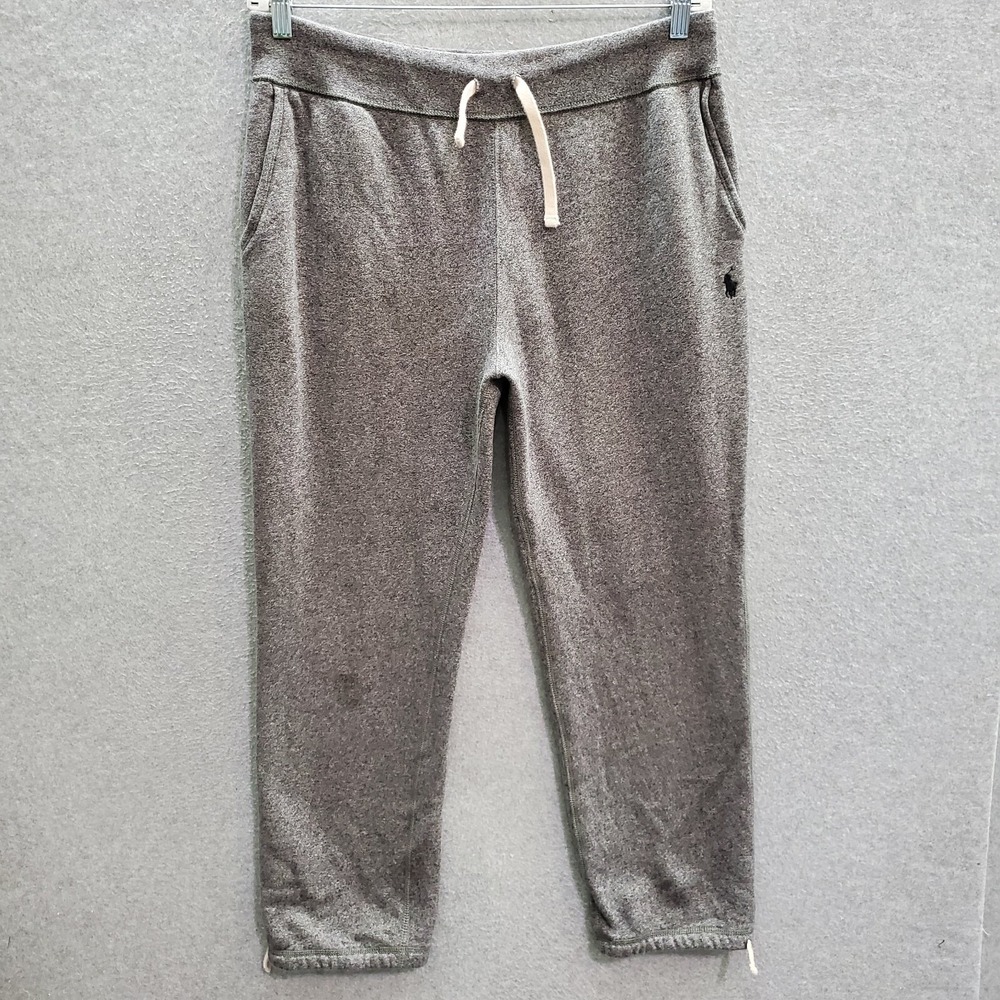 Polo Ralph Lauren Men Activewear Pants Large Gray Jogger Logo Embroidered READ